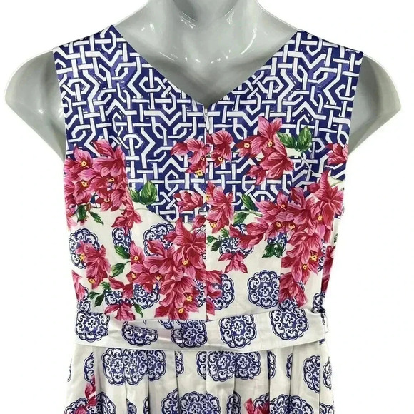 Tablots NWT 16p Mosaic Floral Sateen Fit & Flare Dress Cottagecore MSRP 169.00 - Picture 9 of 16